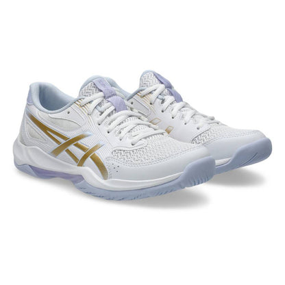 Asics Gel Rocket 12 Women's Indoor Court Shoe (White/Champagne) - RacquetGuys.ca