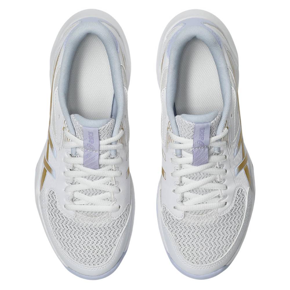 Asics Gel Rocket 12 Women's Indoor Court Shoe (White/Champagne) - RacquetGuys.ca