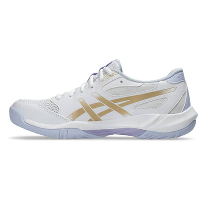 Asics Gel Rocket 12 Women's Indoor Court Shoe (White/Champagne) - RacquetGuys.ca