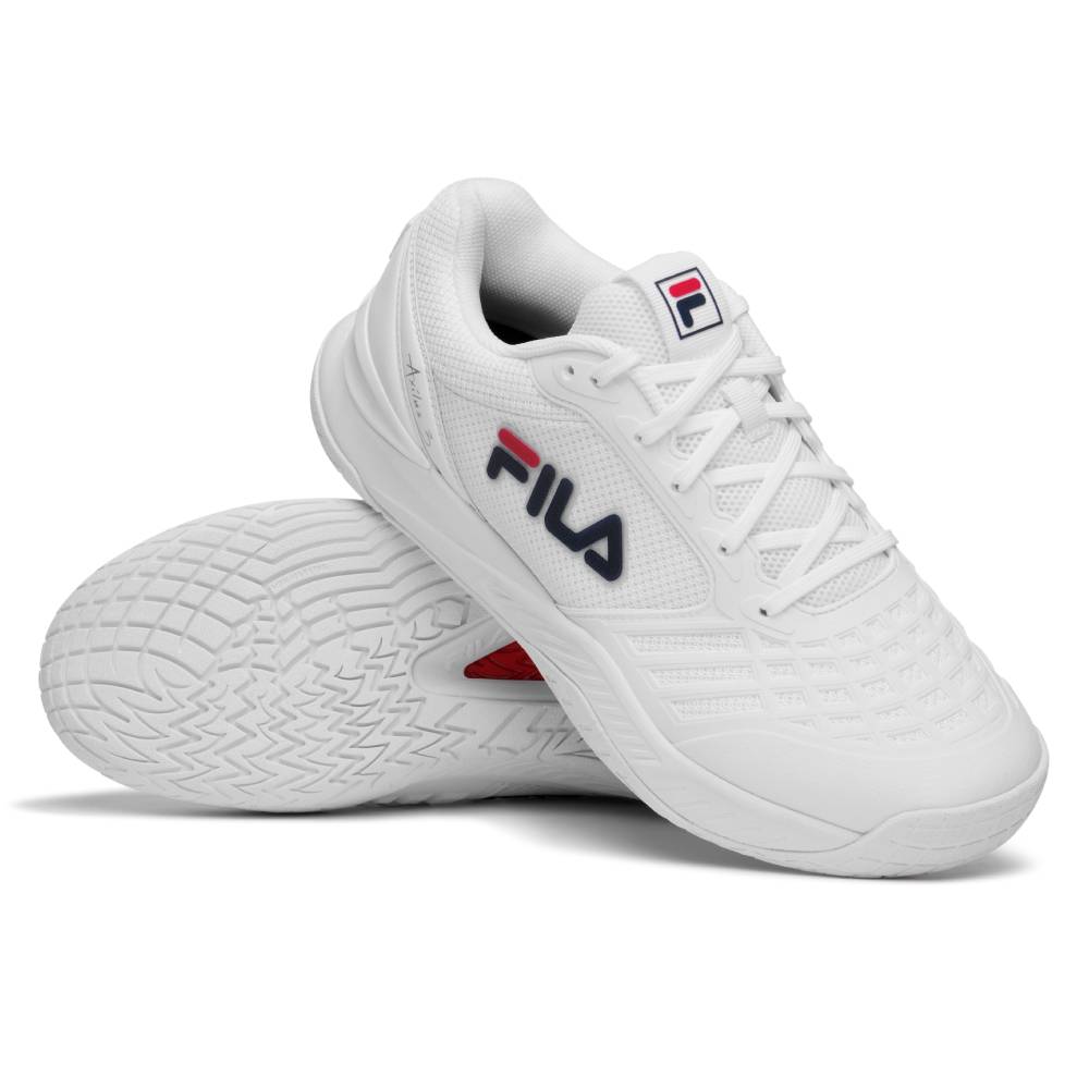 Fila Axilus 3 Men's Tennis Shoe (White/Navy) - RacquetGuys.ca