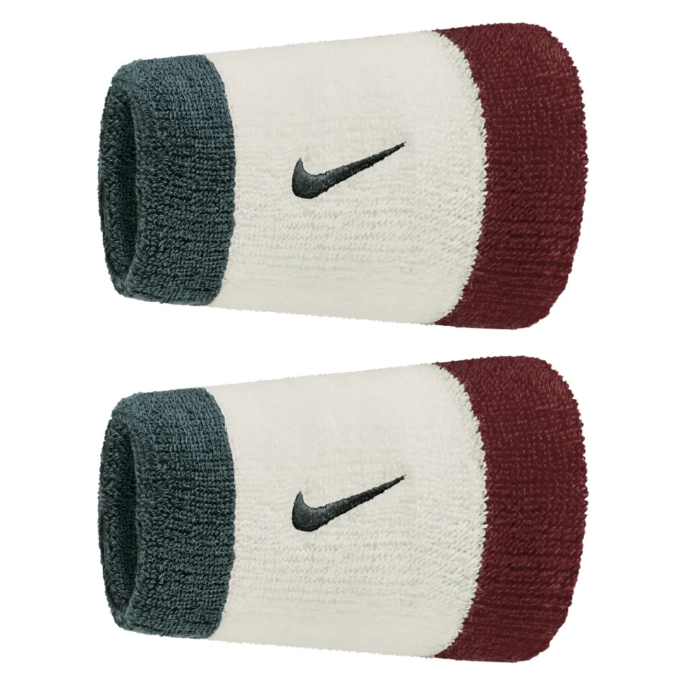 Nike Swoosh Classic Doublewide Wristbands 2PK (Sail/Dark Team Red) - RacquetGuys.ca