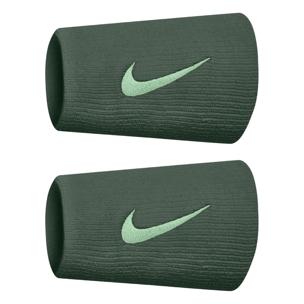 Nike Tennis Premier Doublewide Wristbands 2 Pack (Camo Green/Cucumber Calm) - RacquetGuys.ca