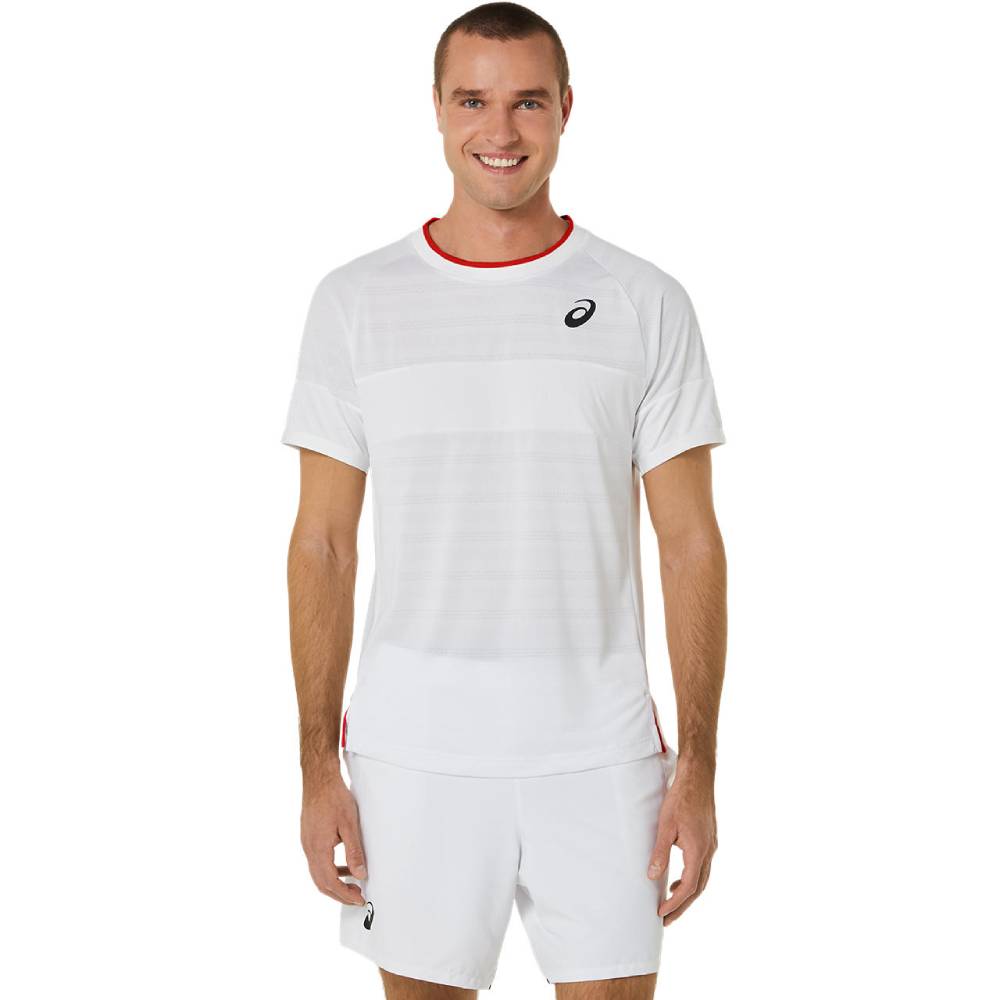 Asics Men's Match Short Sleeve Top (Brilliant White) - RacquetGuys.ca