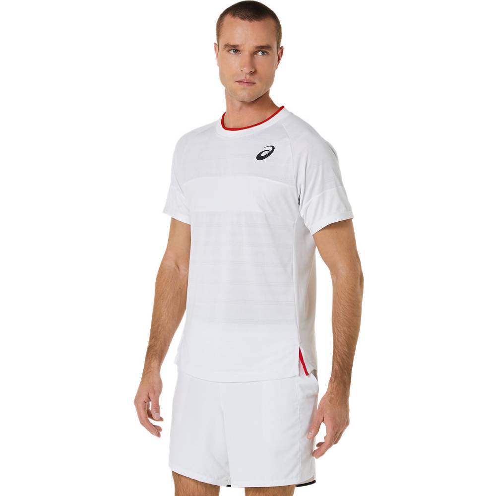 Asics Men's Match Short Sleeve Top (Brilliant White) - RacquetGuys.ca
