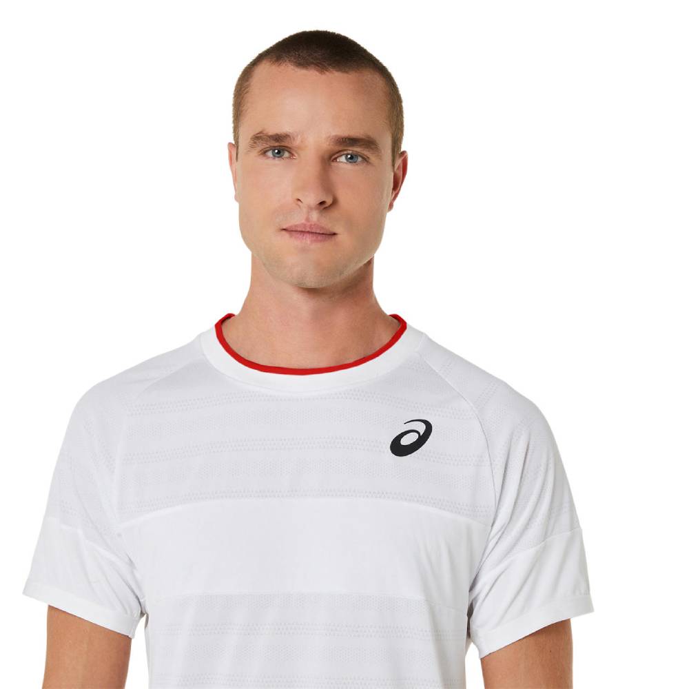 Asics Men's Match Short Sleeve Top (Brilliant White) - RacquetGuys.ca