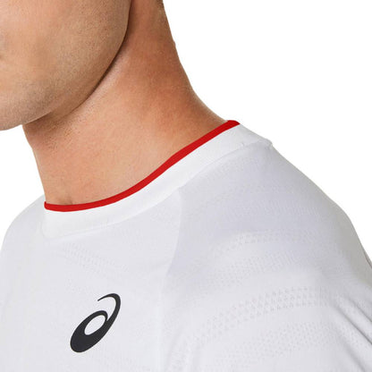 Asics Men's Match Short Sleeve Top (Brilliant White) - RacquetGuys.ca