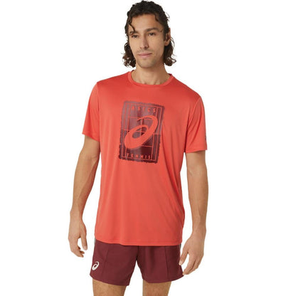 Asics Men's Court GS Graphic Tee Top (Red) - RacquetGuys.ca