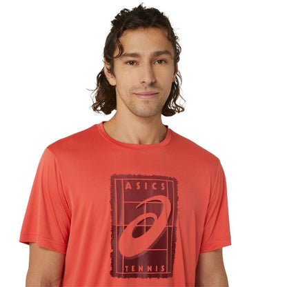 Asics Men's Court GS Graphic Tee Top (Red) - RacquetGuys.ca