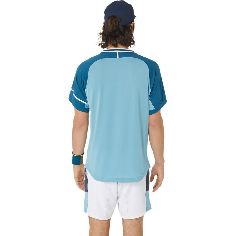 Asics Men's Match Short Sleeve Tee Top (Blue) **description - RacquetGuys.ca