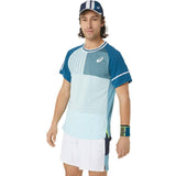 Asics Men's Match Short Sleeve Tee Top (Blue) **description - RacquetGuys.ca