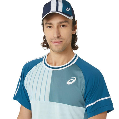 Asics Men's Match Short Sleeve Tee Top (Blue) **description - RacquetGuys.ca