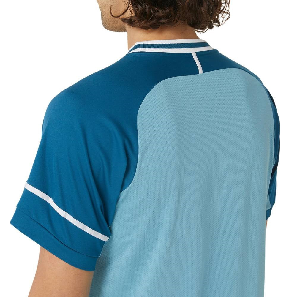 Asics Men's Match Short Sleeve Tee Top (Blue) **description - RacquetGuys.ca