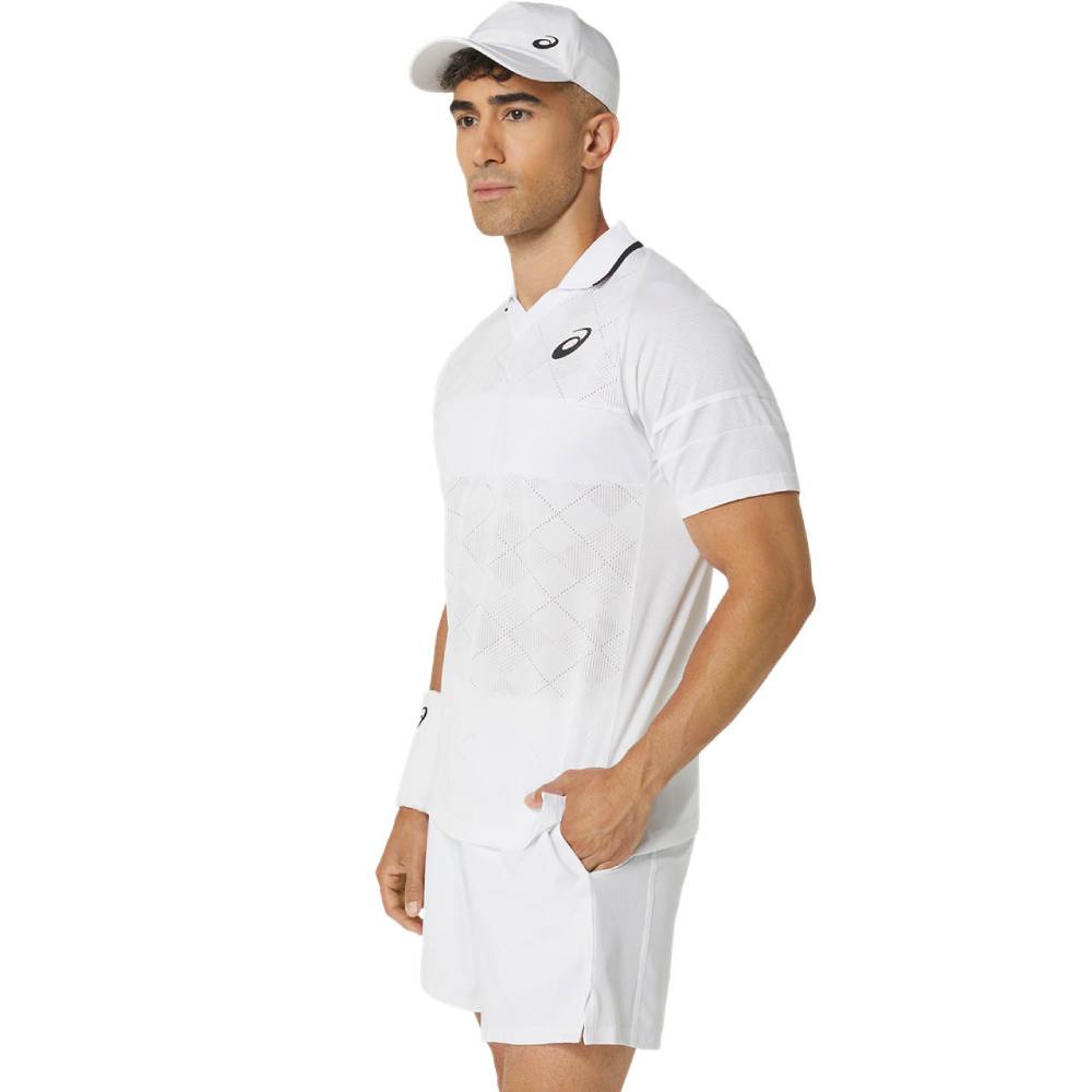 Asics Men's Match Actibreeze Polo Shirt (Brilliant White) - RacquetGuys.ca