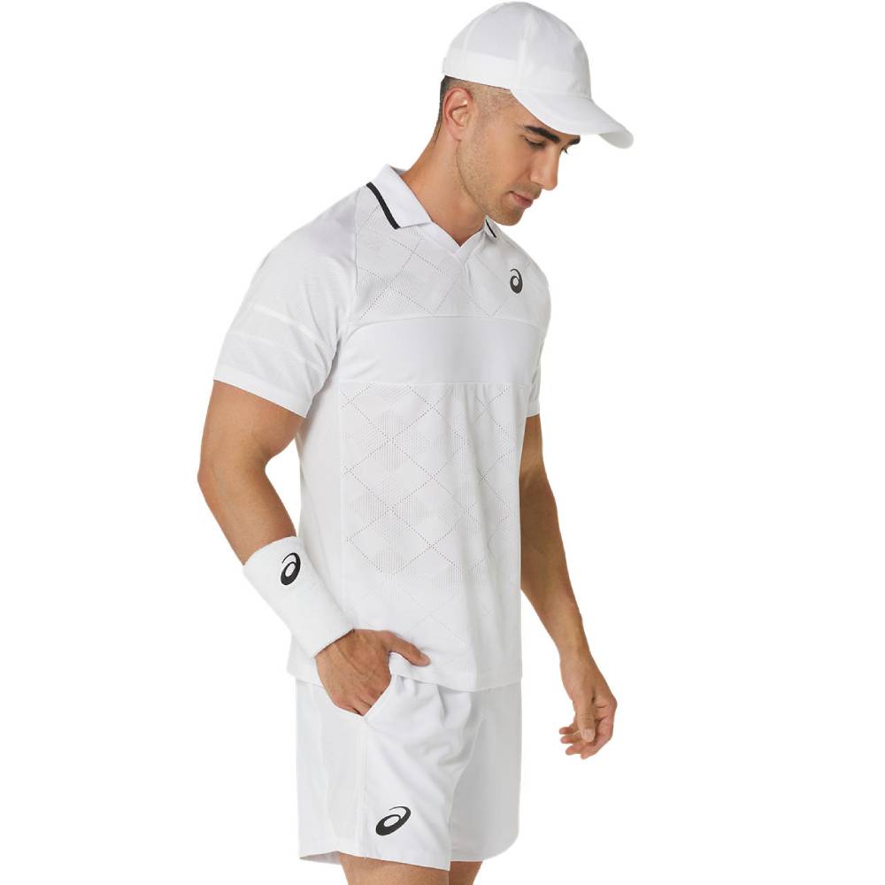 Asics Men's Match Actibreeze Polo Shirt (Brilliant White) - RacquetGuys.ca