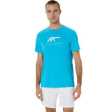 Asics Men's Court Graphic Tee Top (Digital Aqua/Brilliant White) - RacquetGuys.ca