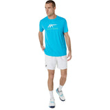 Asics Men's Court Graphic Tee Top (Digital Aqua/Brilliant White) - RacquetGuys.ca