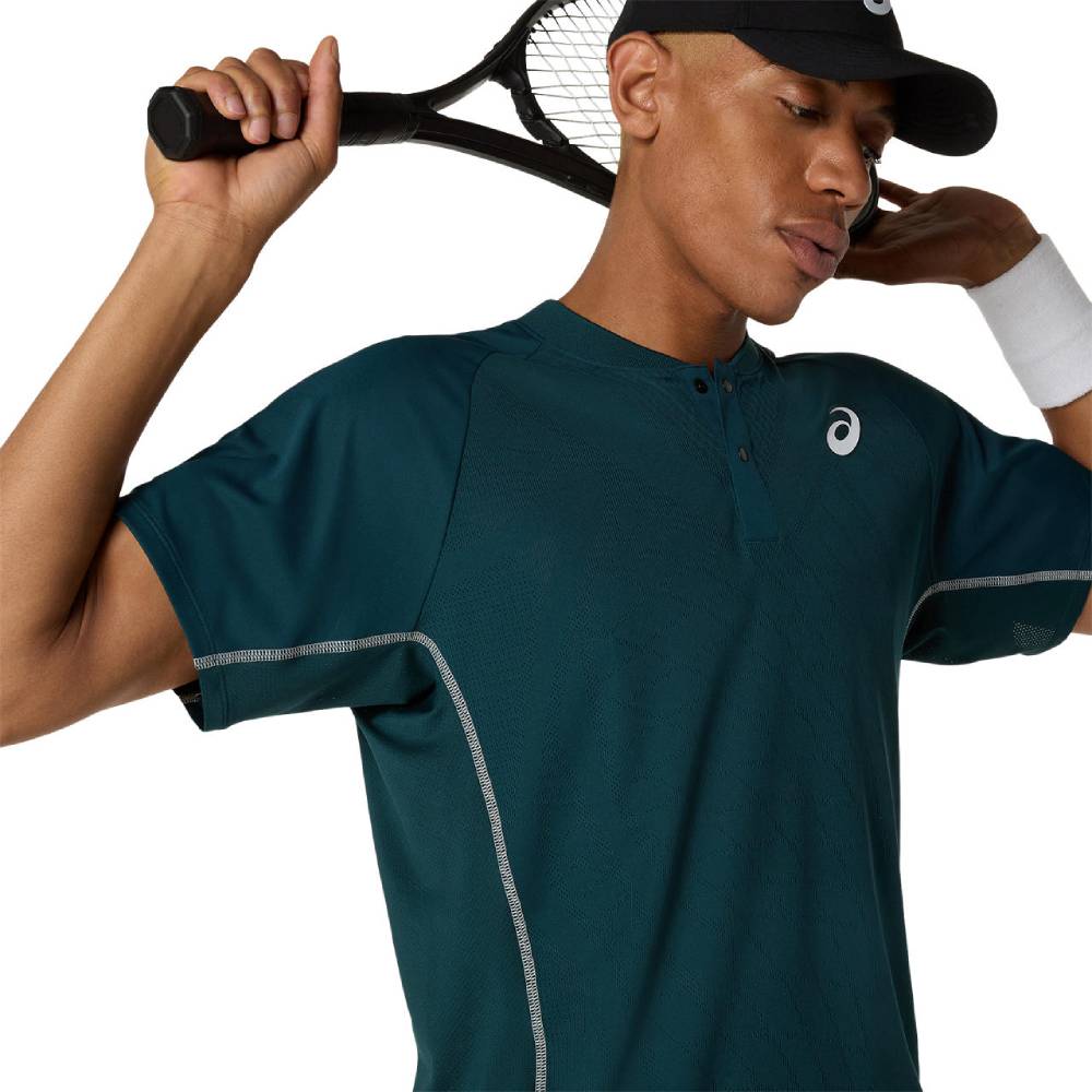 Asics Men's Match Actibreeze Polo Shirt (Saxon Green) - RacquetGuys.ca