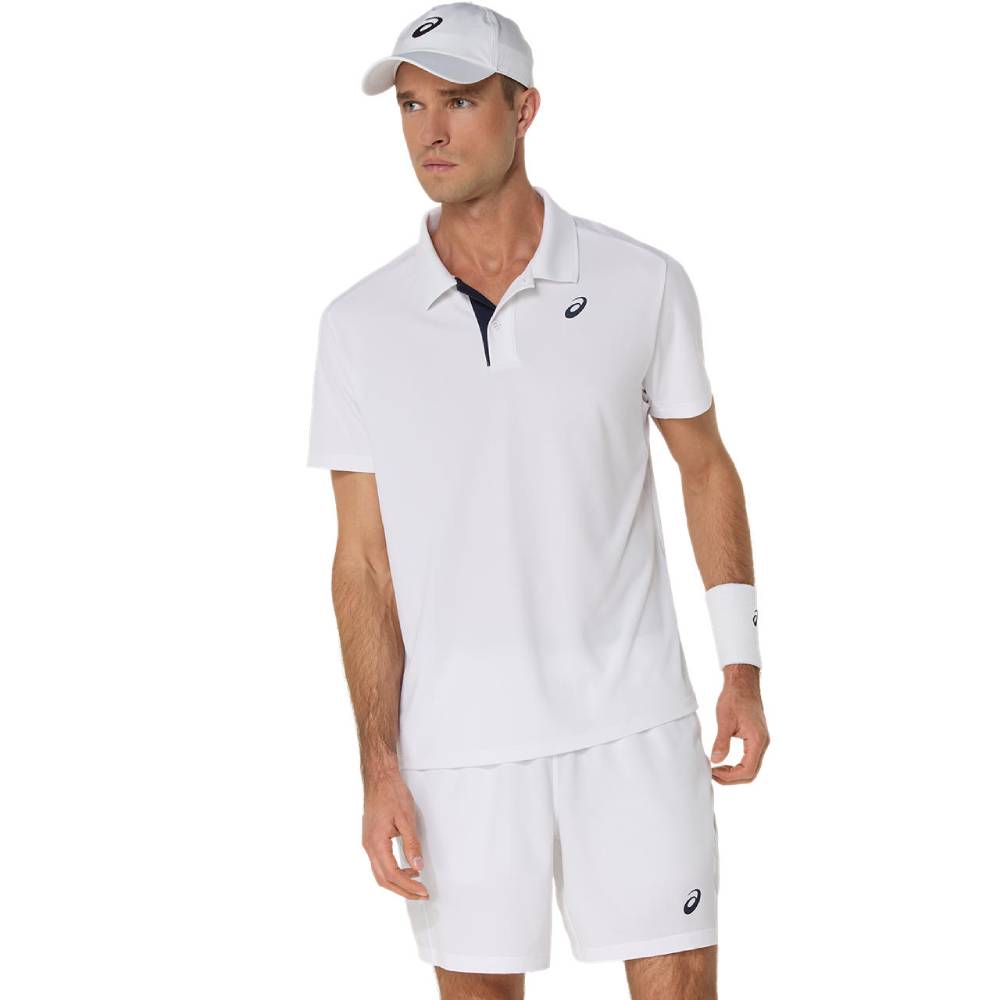 Asics Men's Court Polo Shirt (Brilliant White) - RacquetGuys.ca