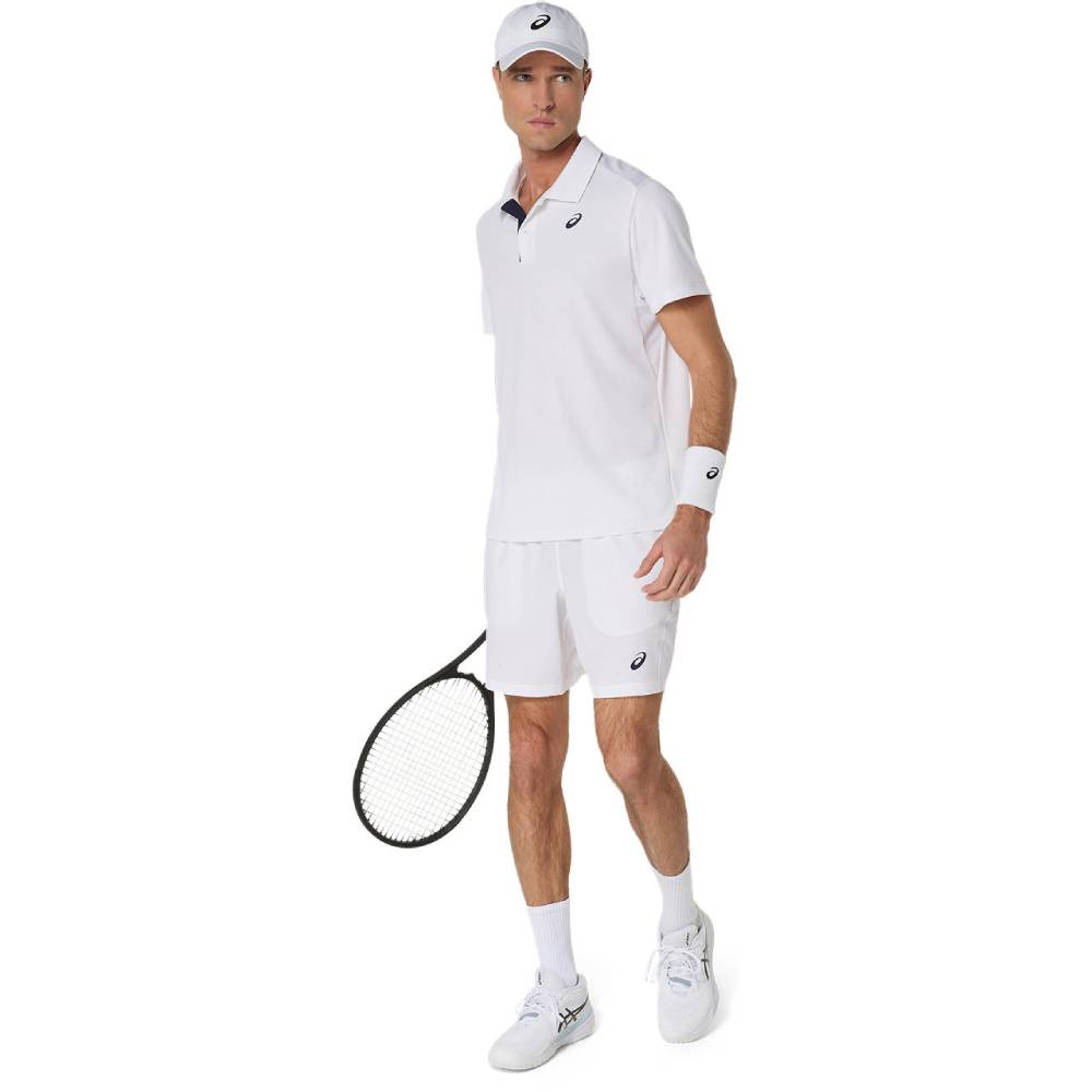 Asics Men's Court Polo Shirt (Brilliant White) - RacquetGuys.ca