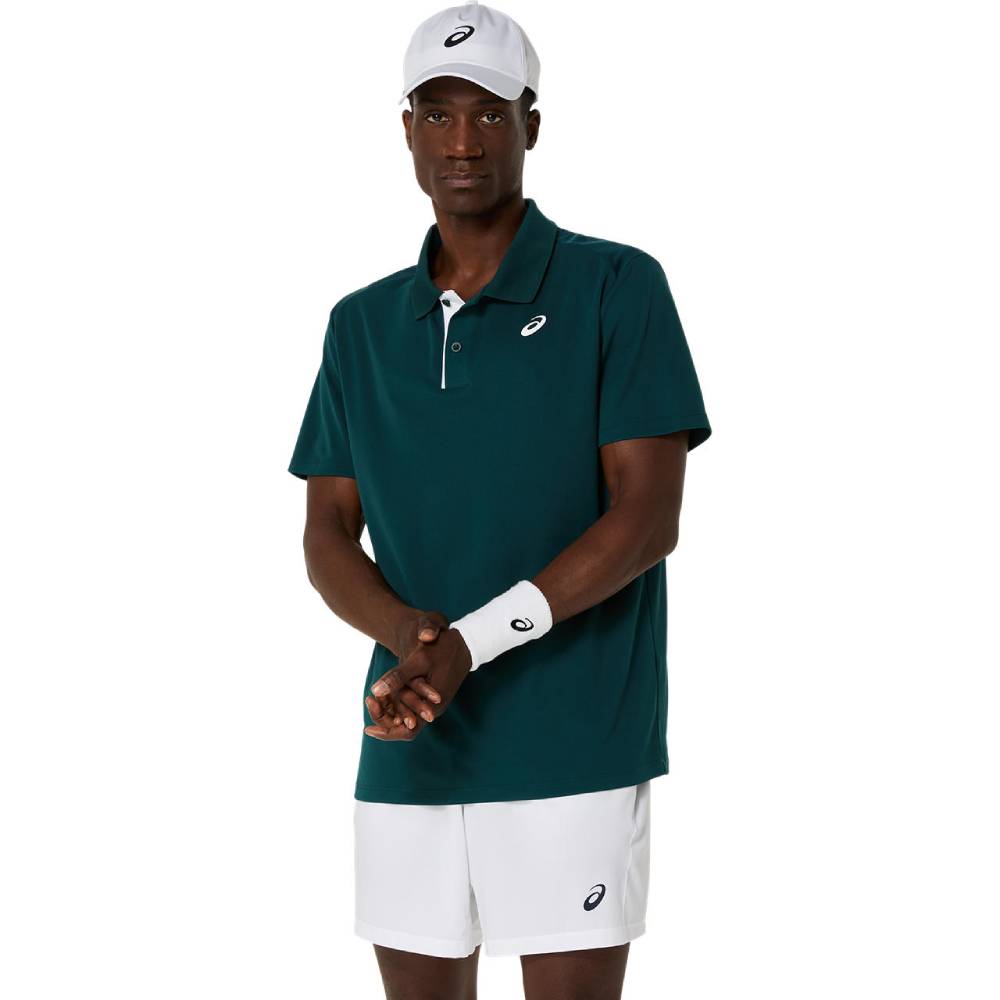Asics Men's Court Polo Shirt (Saxon Green) - RacquetGuys.ca