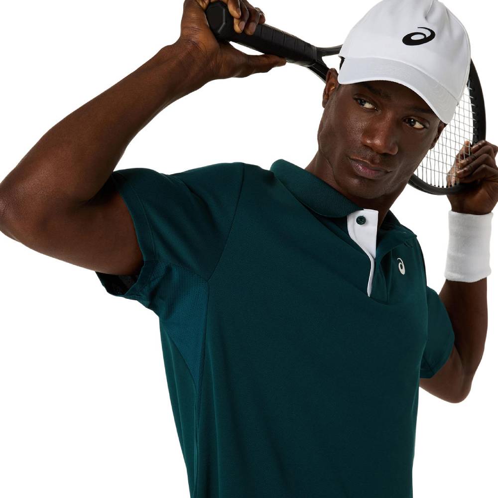 Asics Men's Court Polo Shirt (Saxon Green) - RacquetGuys.ca