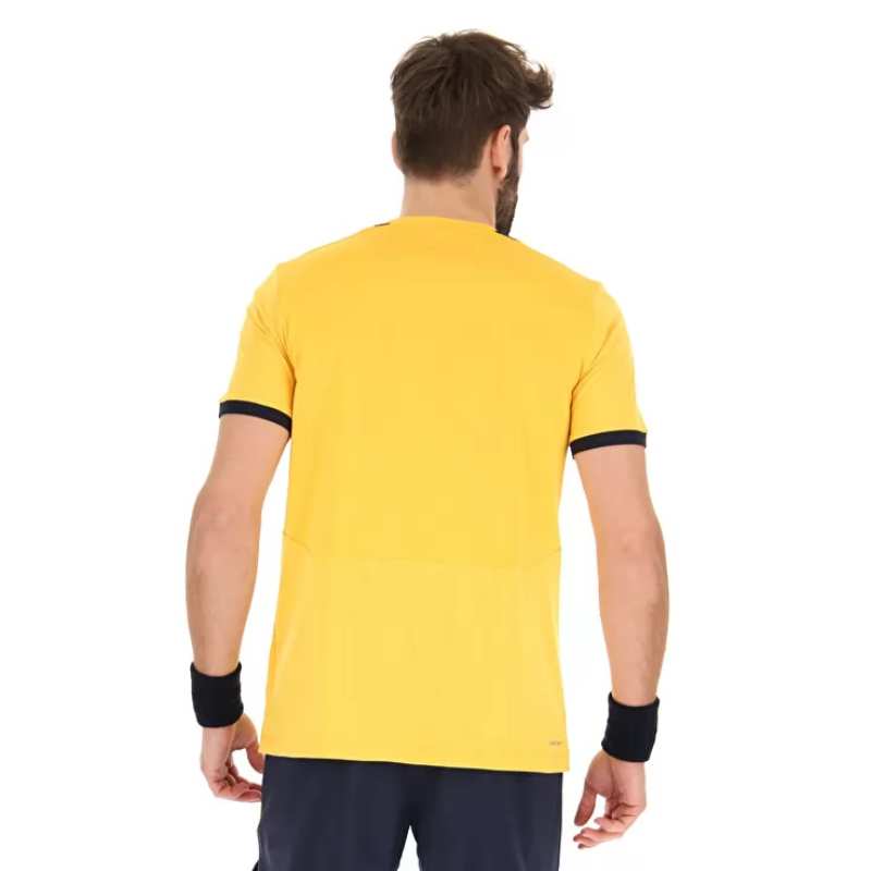 Lotto Men's Top IV Tee Top (Saffron/Navy Blue) - RacquetGuys.ca