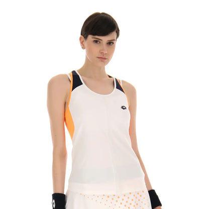 Lotto Women's Top IV Tank Top (Bright White/Orange) - RacquetGuys.ca
