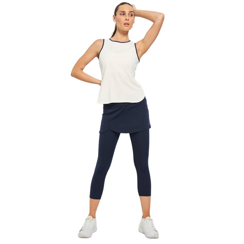 Lija Women's Elite Bea Tank (White/Dark Navy) - RacquetGuys.ca
