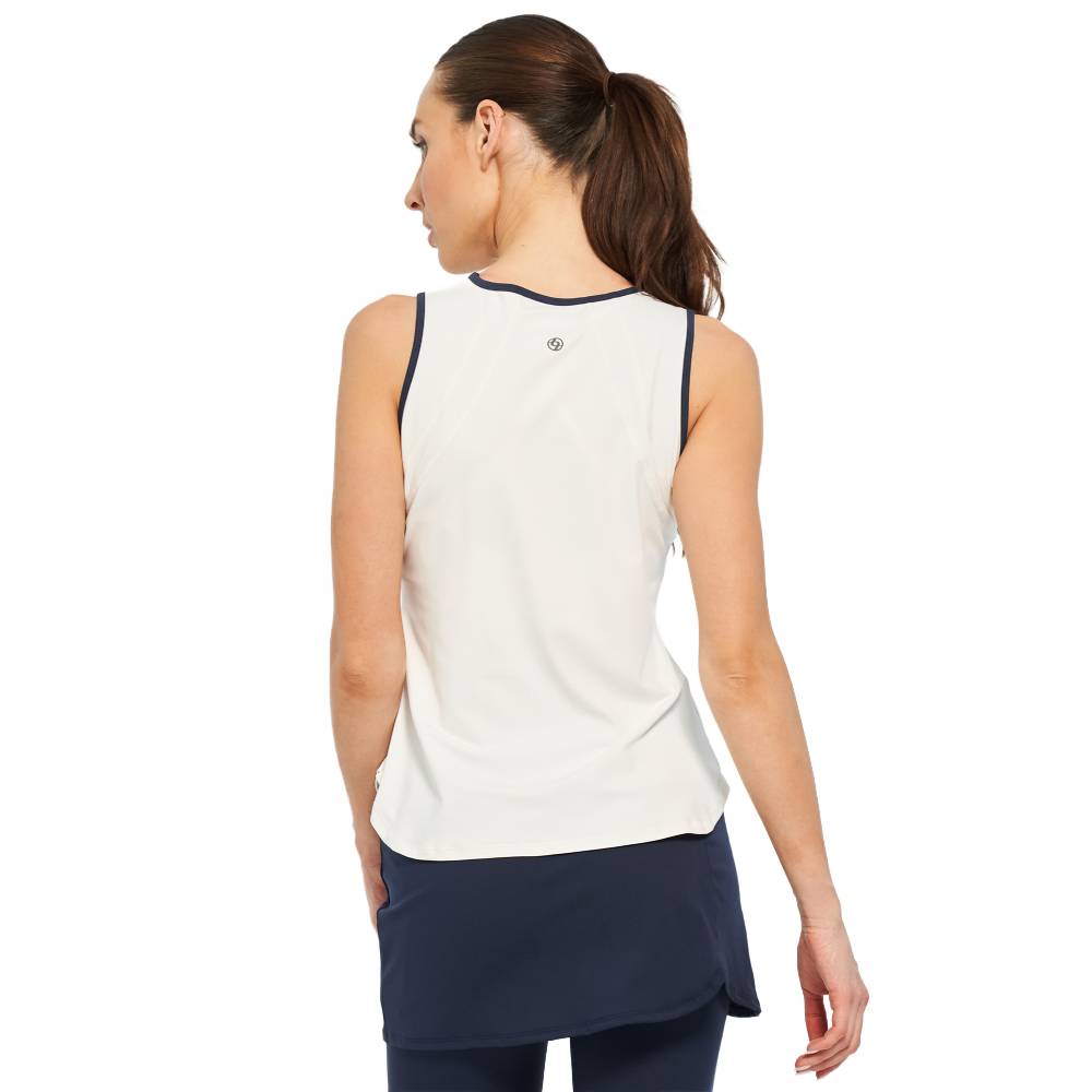 Lija Women's Elite Bea Tank (White/Dark Navy) - RacquetGuys.ca