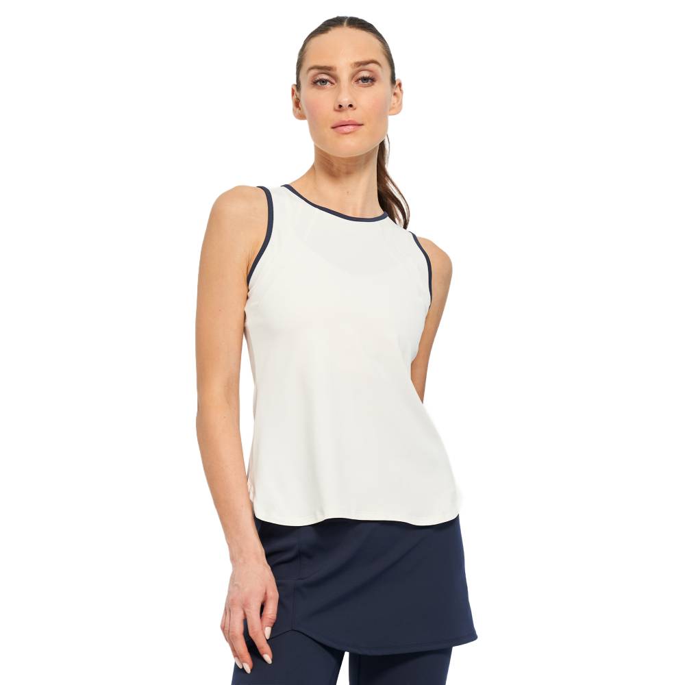 Lija Women's Elite Bea Tank (White/Dark Navy) - RacquetGuys.ca