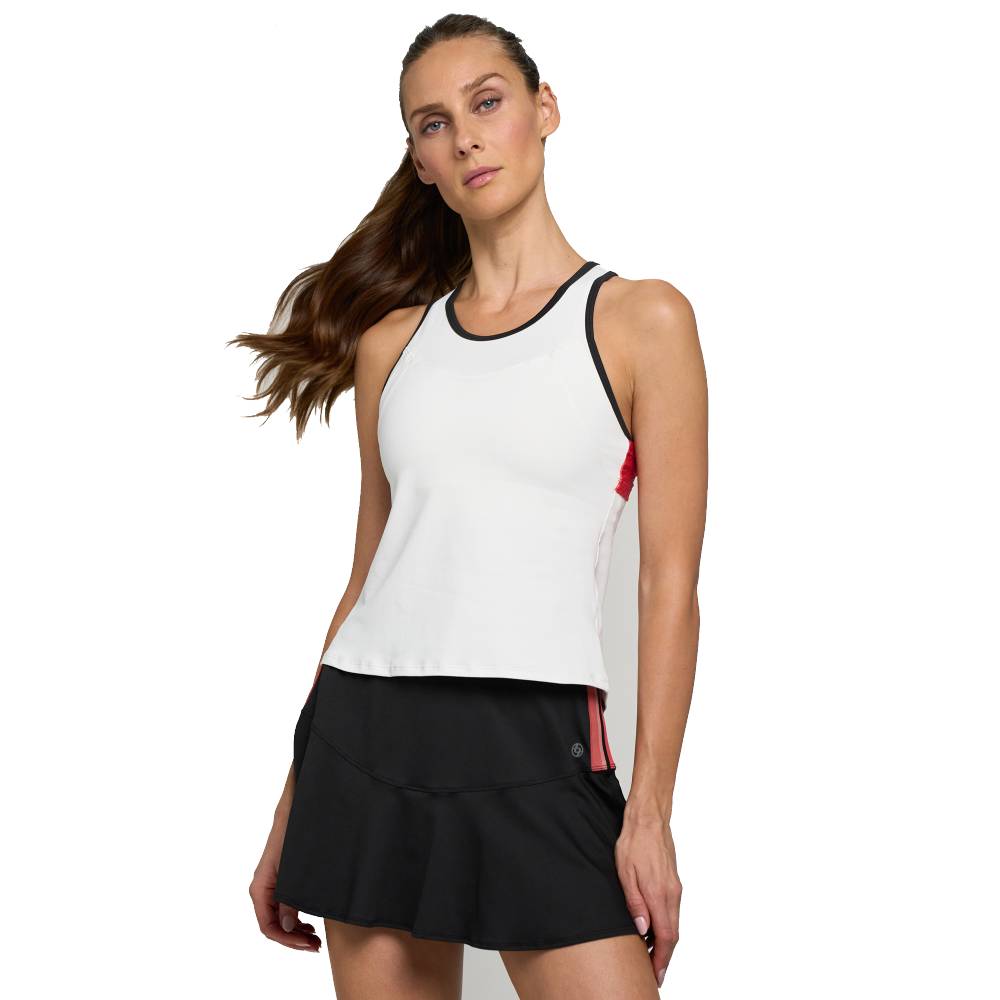Lija Women's Elite Star Tank Top (White/Black/Cayenne) - RacquetGuys.ca