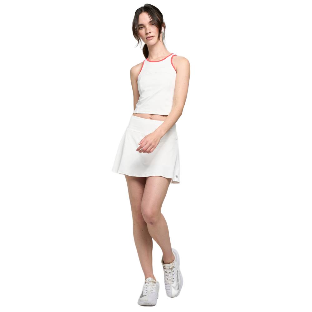 Lija Women's Elite Block Tank Top (White/Cayenne) - RacquetGuys.ca