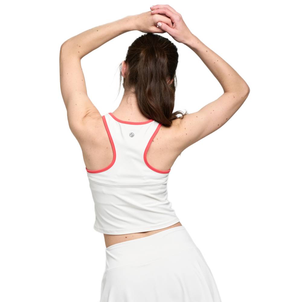 Lija Women's Elite Block Tank Top (White/Cayenne) - RacquetGuys.ca