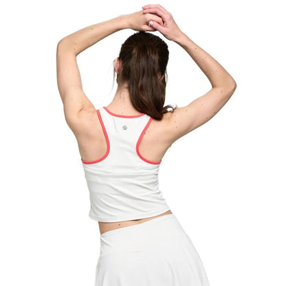 Lija Women's Elite Block Tank Top (White/Cayenne) - RacquetGuys.ca