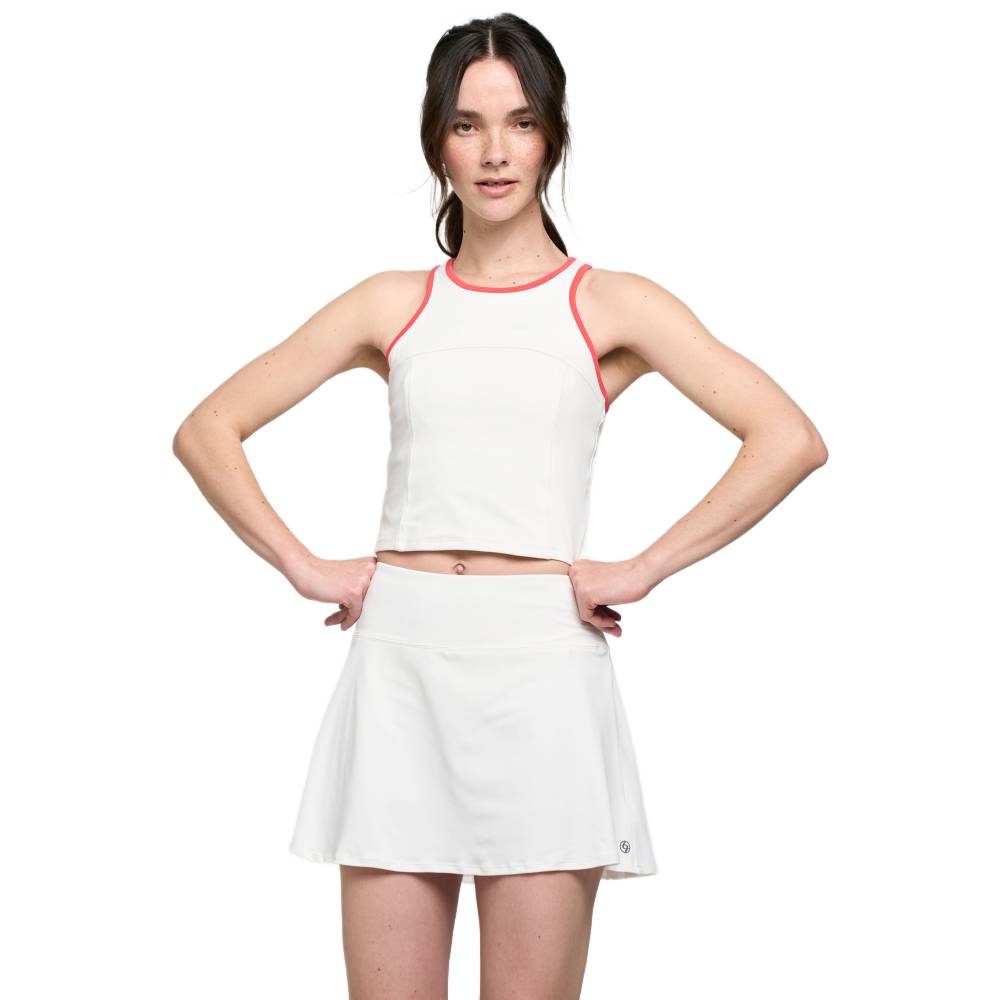 Lija Women's Elite Block Tank Top (White/Cayenne) - RacquetGuys.ca