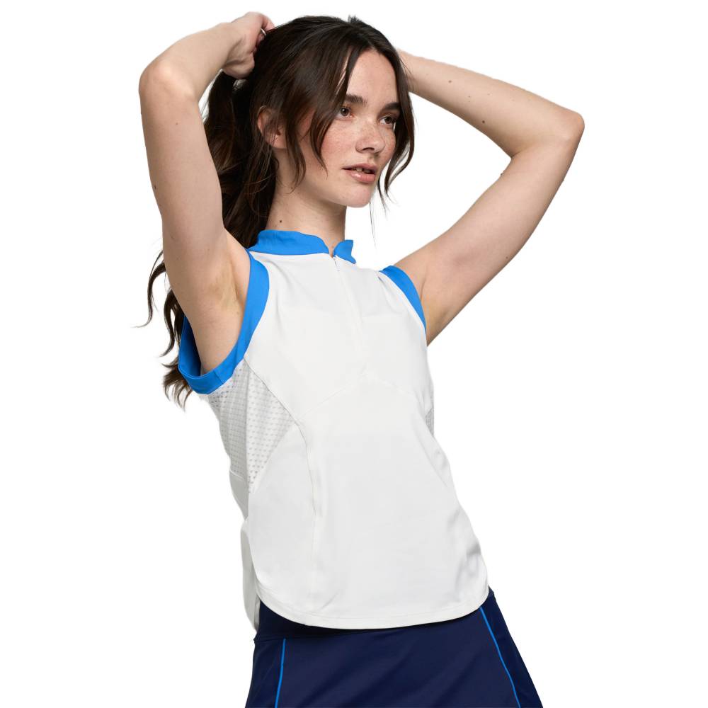 Lija Women's Elite Race Tank Top (White/Cornflower) - RacquetGuys.ca