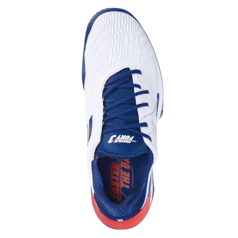 Babolat Propulse Fury 3 AC Men's Tennis Shoe (White/Blue) - RacquetGuys.ca