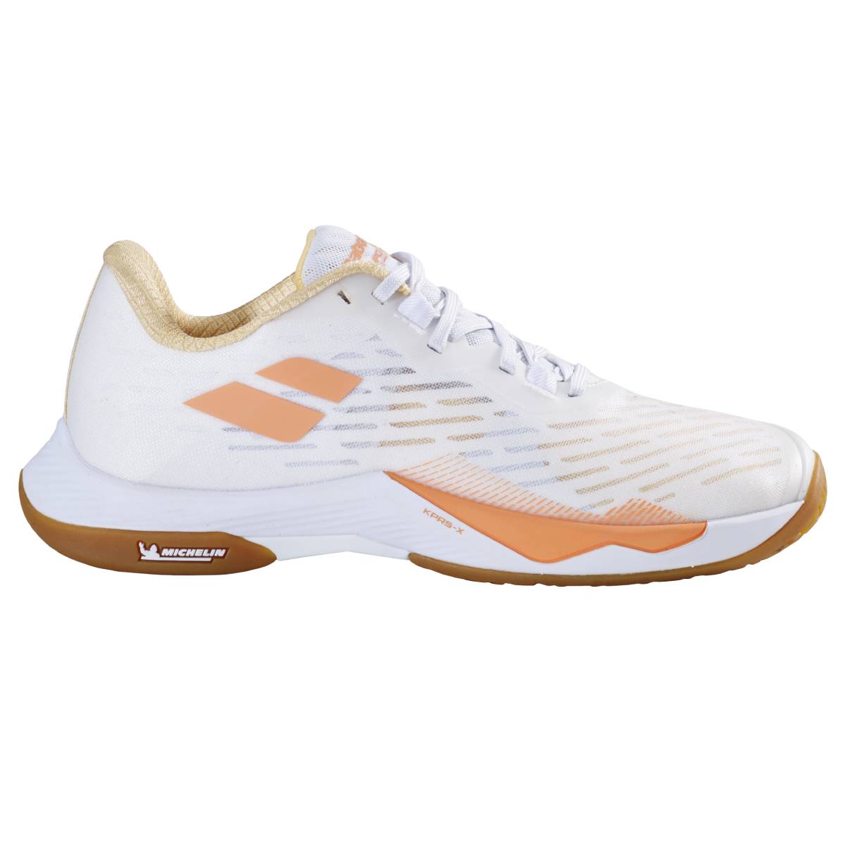 White and yellow tennis shoes top
