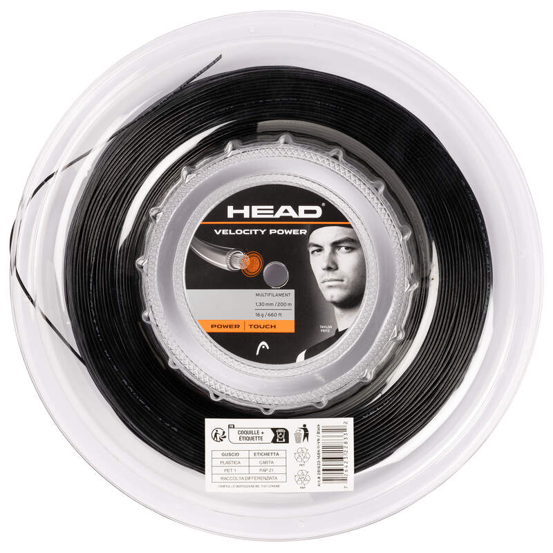 Head Velocity Power 16/1.30 Tennis String Reel (Black) - RacquetGuys.ca