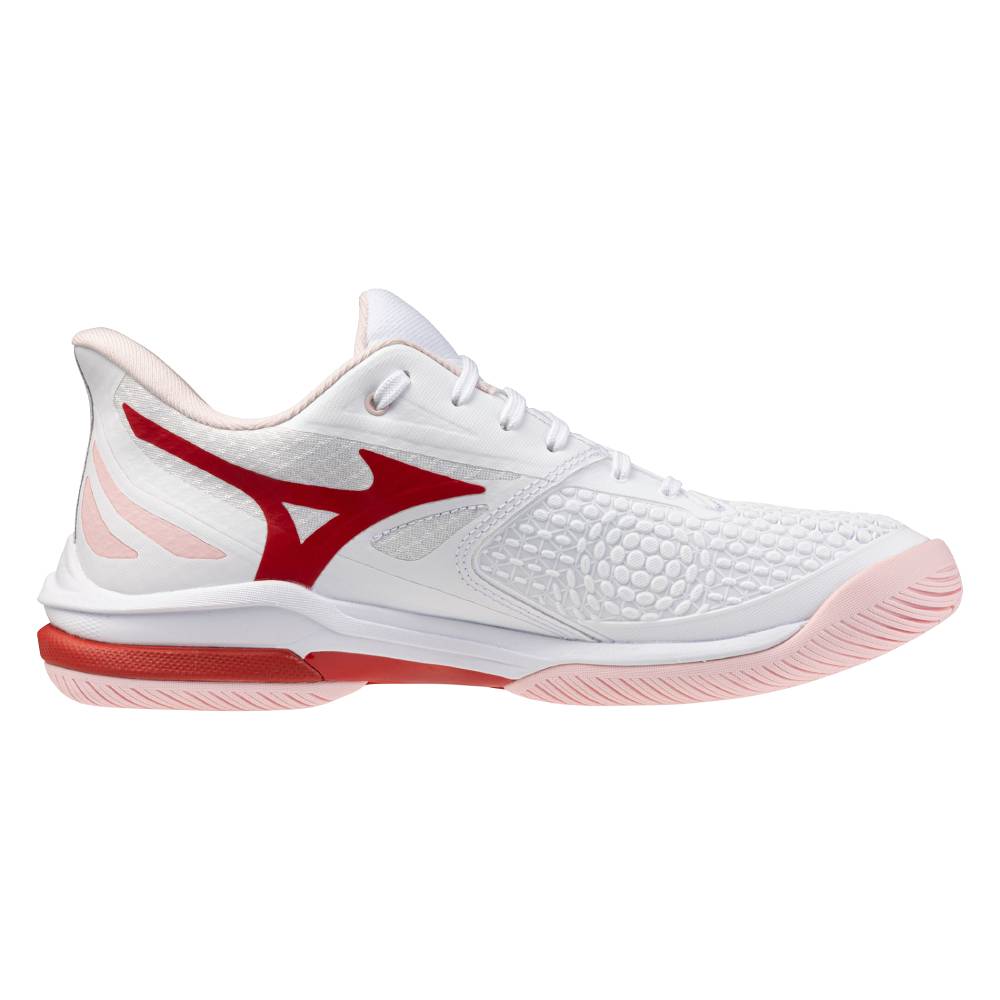 Mizuno Wave Exceed Tour 7 AC Women's Tennis Shoe (White/Fiery Red) - RacquetGuys.ca