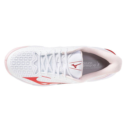 Mizuno Wave Exceed Tour 7 AC Women's Tennis Shoe (White/Fiery Red) - RacquetGuys.ca