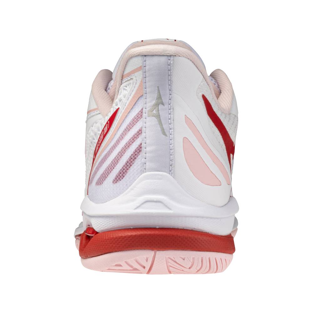 Mizuno Wave Exceed Tour 7 AC Women's Tennis Shoe (White/Fiery Red) - RacquetGuys.ca