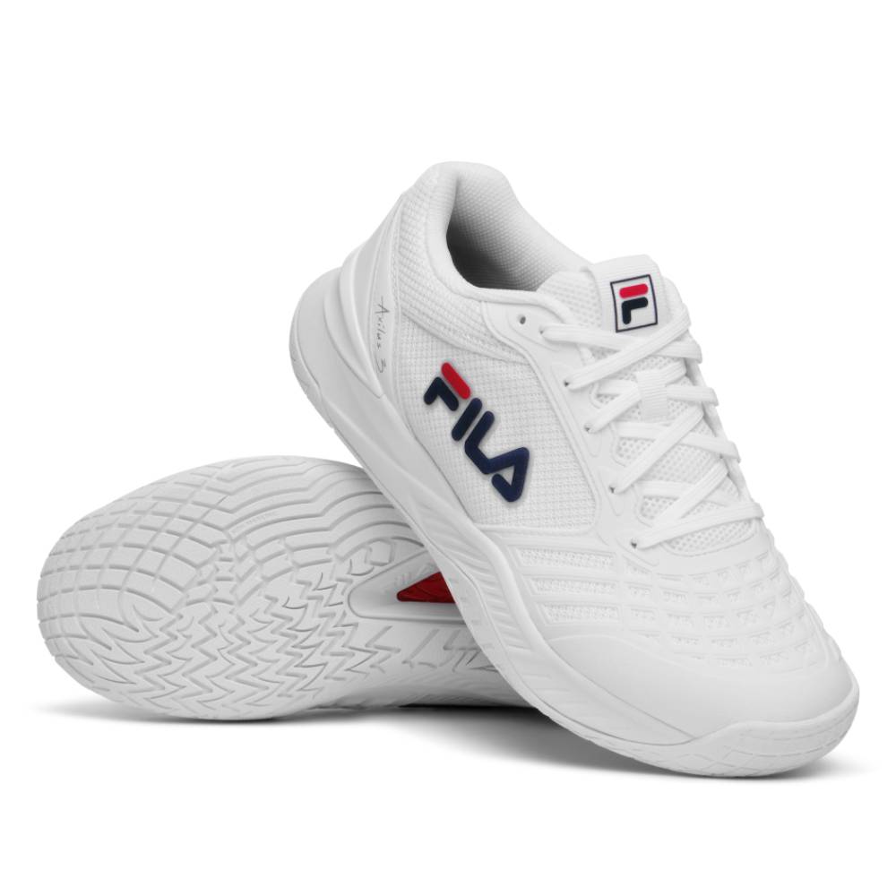 Fila Axilus 3 Women's Tennis Shoe (White/Navy) - RacquetGuys.ca