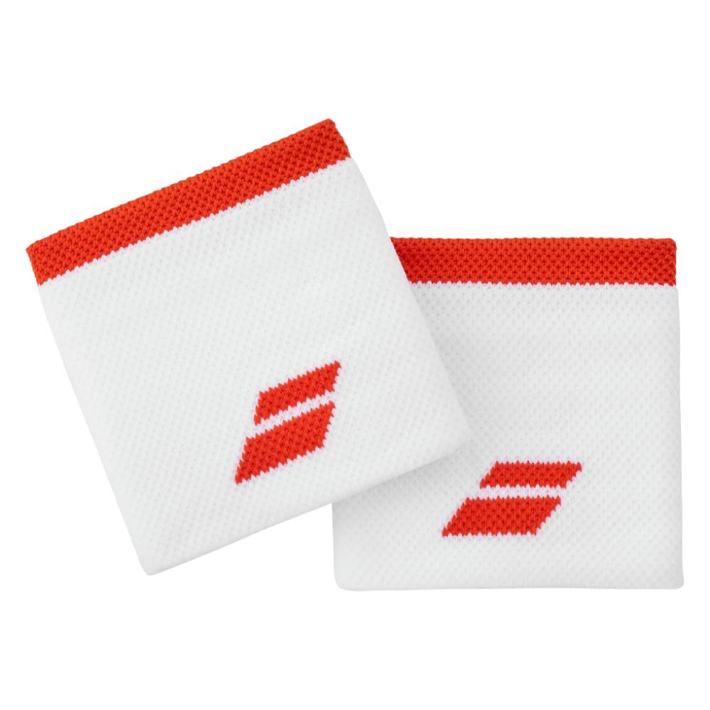 Babolat Logo Wristband (White/Fiesta Red) - RacquetGuys.ca