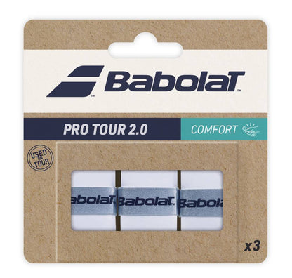 Babolat Pro Tour Overgrip 2.0 3 Pack (White) - RacquetGuys.ca