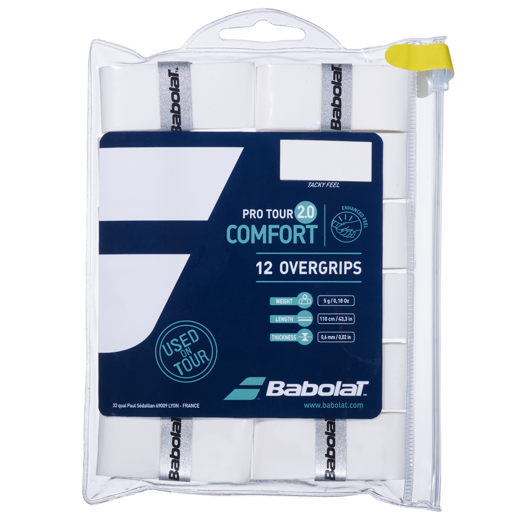 Babolat Pro Tour 2.0 Overgrip 12 Pack (White) - RacquetGuys.ca