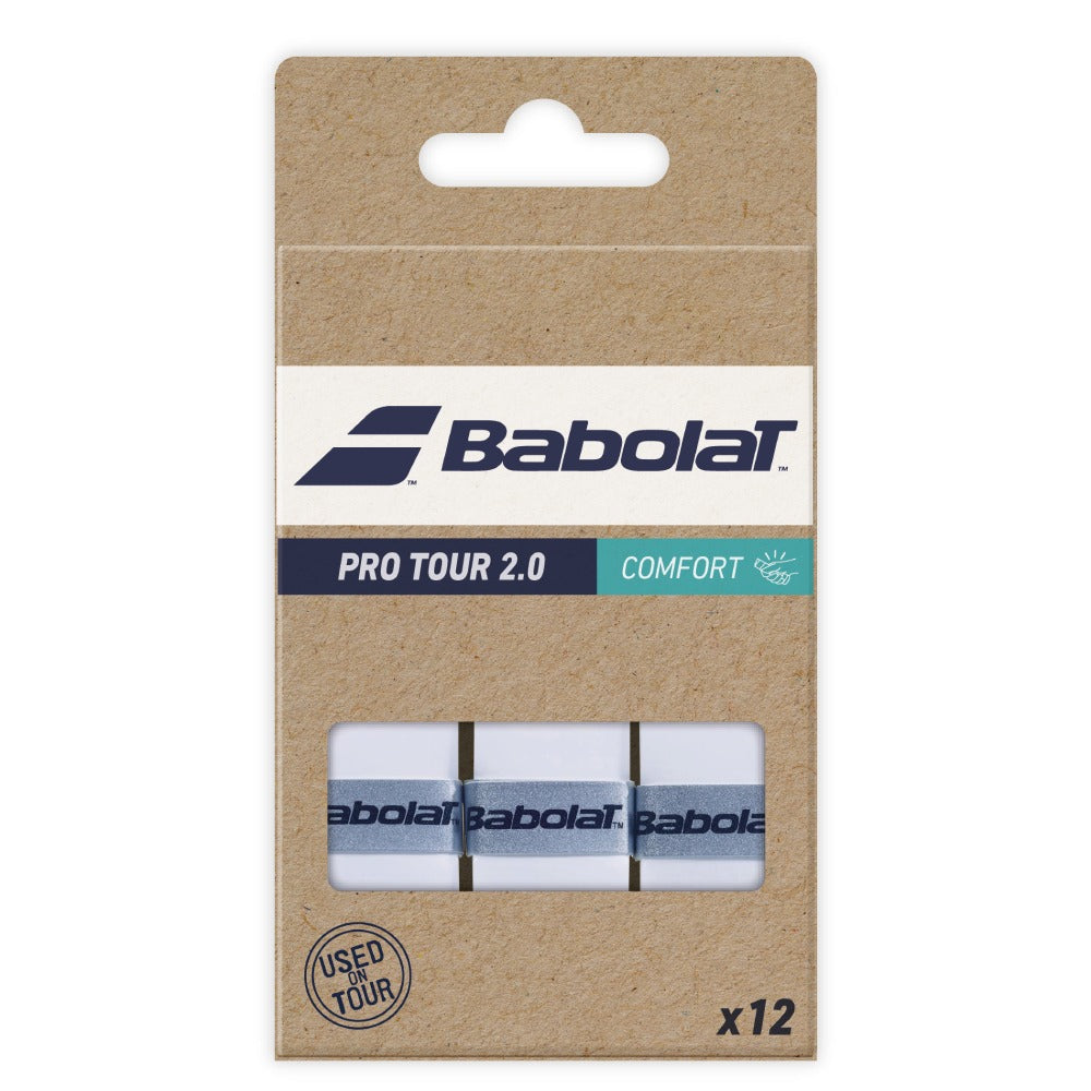 Babolat Pro Tour 2.0 Overgrip 12 Pack (White) - RacquetGuys.ca