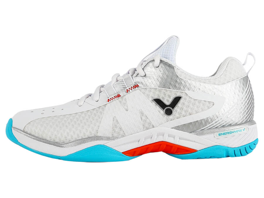 Victor S82II-AS Men's Indoor Court Shoe (Bright White/Glossy Silver/Blue Light) - RacquetGuys.ca