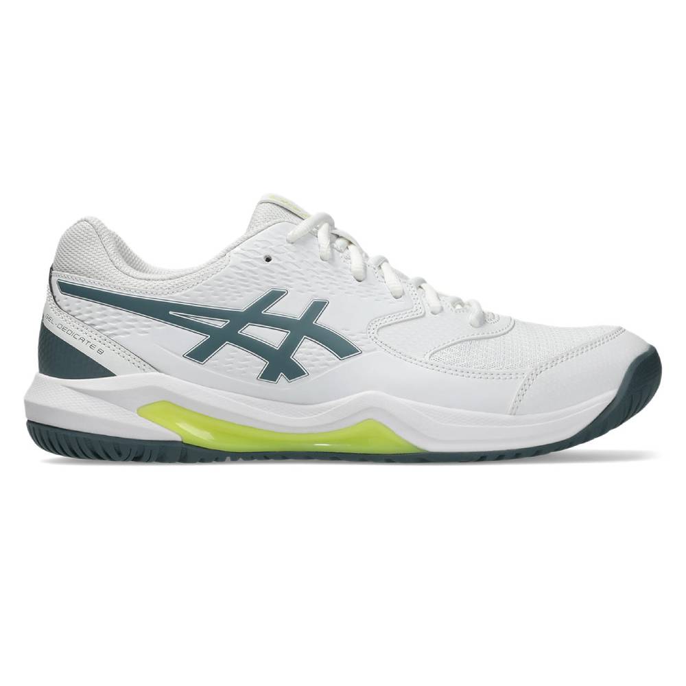 Asics Gel Dedicate 8 Wide Men's Tennis Shoe (White/Ironclad) - RacquetGuys.ca