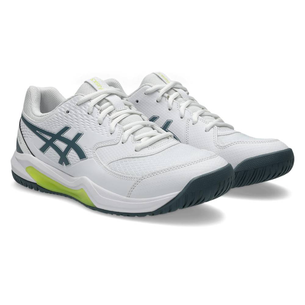 Asics Gel Dedicate 8 Wide Men's Tennis Shoe (White/Ironclad) - RacquetGuys.ca